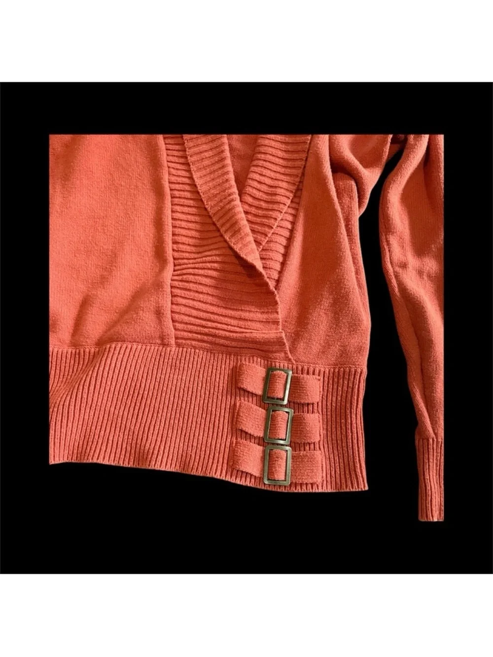 Alyx Rust Orange Triple Buckle Shawl Collar Cardigan Sweater XL